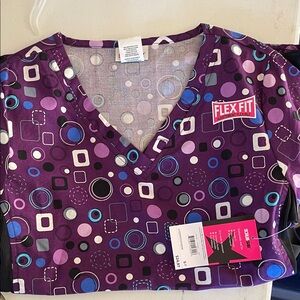 Scrubstar Flex Fit Purple and Blue Patterned Top